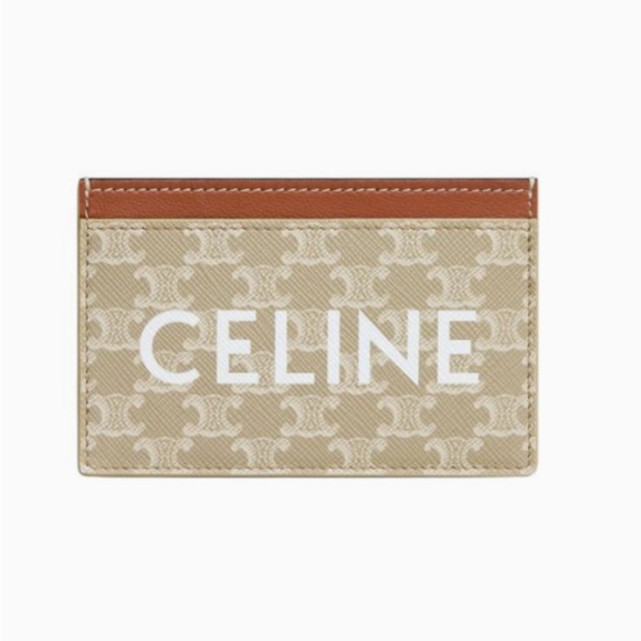 Celine Handbags - Celine Triomphe Card Holder in Coated Canvas and Calfskin.in EUC
